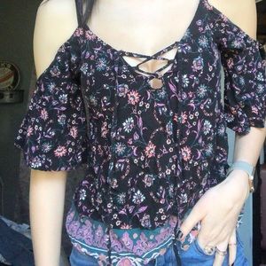 Floral PacSun blouse with chest/shoulder detailing